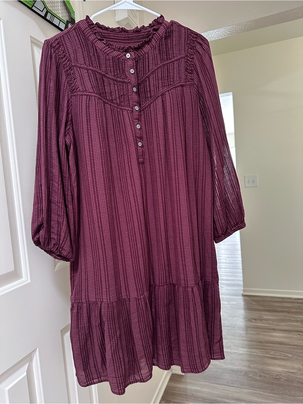 LOFT Mauve Plum Button-Front Boho Tunic Dress